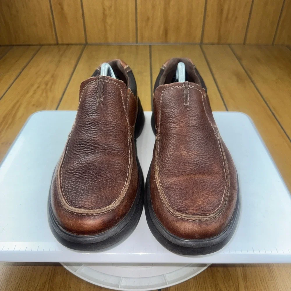 Clarks Bradley Free Tan Tumbled Leather Slip On Loafers Mens 10.5 M Brown